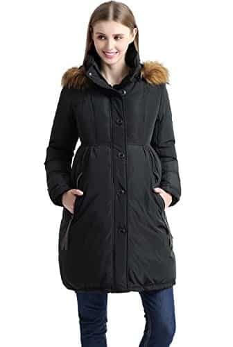 Momo Maternity Outerwear Lily Hooded Cinch Waist Down Parka Coat Pregnancy Winter Jacket