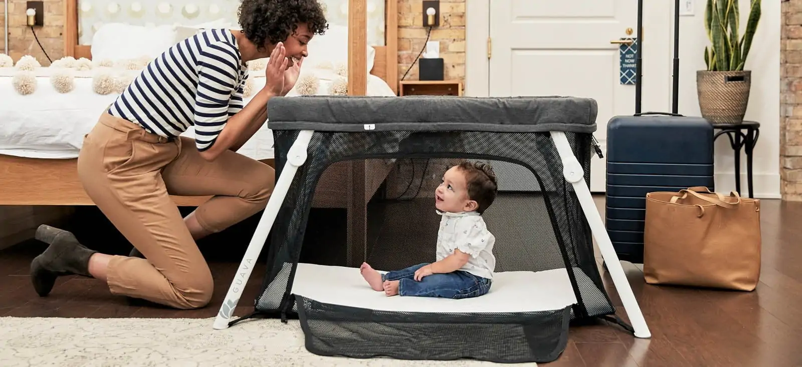 Lotus Travel Crib – Backpack Portable, Lightweight, Easy to Pack Play-Yard with Comfortable Mattress – Certified Baby Safe