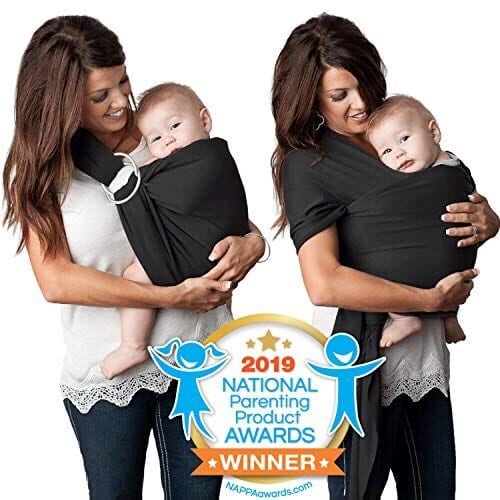4 in 1 Baby Wrap Carrier and Ring Sling by Kids N’ Such | Postpartum Belt and Nursing Cover with Free Carrying Pouch | Best Baby Shower Gift for Boys or Girls