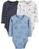 Baby 3 Pack Printed Side Snap Cotton Bodysuits